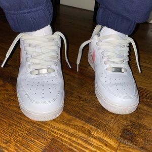 Pink Customized Women Air Forces 1s - Size 6